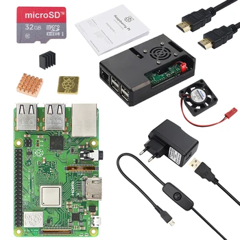 Original UK RS Raspberry Pi 3 Model B Plus+Case+Fan+Power Adapter+Heat Sink+16G 32G SD Card+HDMI Cable for Raspberry Pi 3B+ kit 