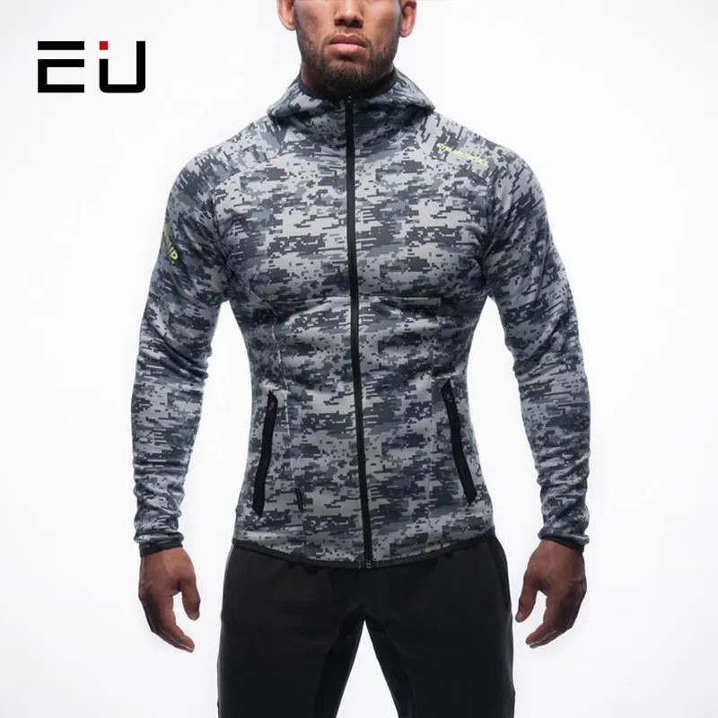 

EU Men Dry Fit Running Shirts Long Sleeve Running Jackets Men Fitness Workout Sport Sweatshirts Bodybuilding Gym Hoodies Jackets