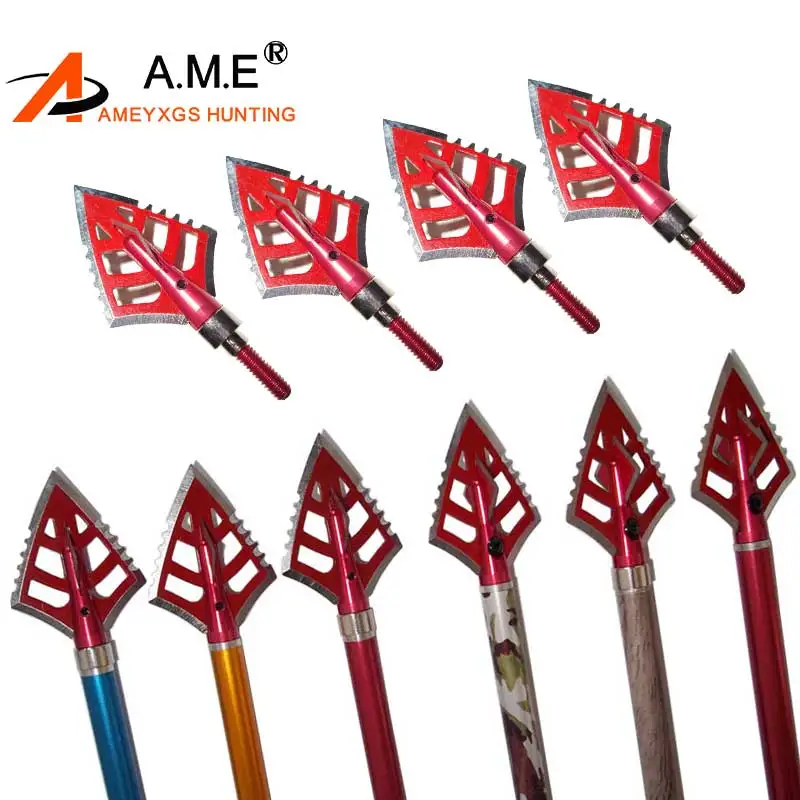 6 Pc Archery hunting arrowhead red color hunting arrow tips 125 grains