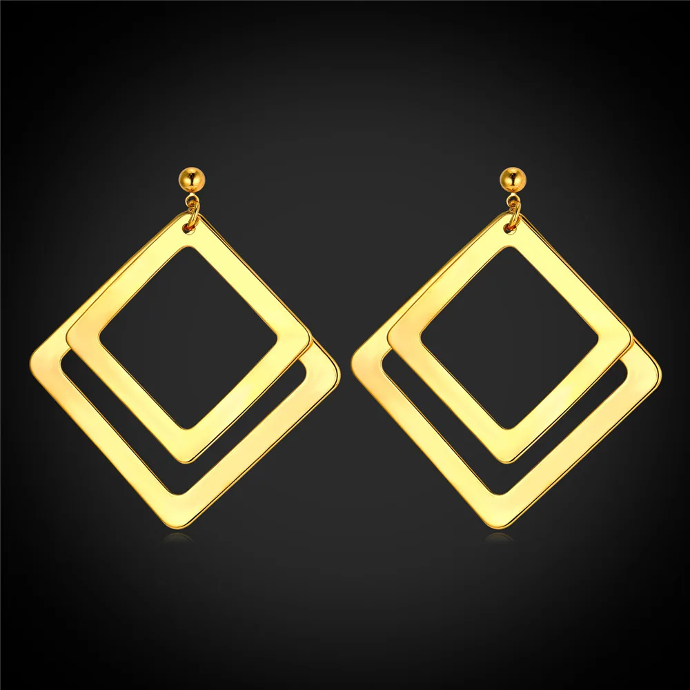 

Metal Earrings Geometric Stainless Steel Earrings Trendy Minimalist Simple Gold Silver Rhombus Fashion for Women Jewelry