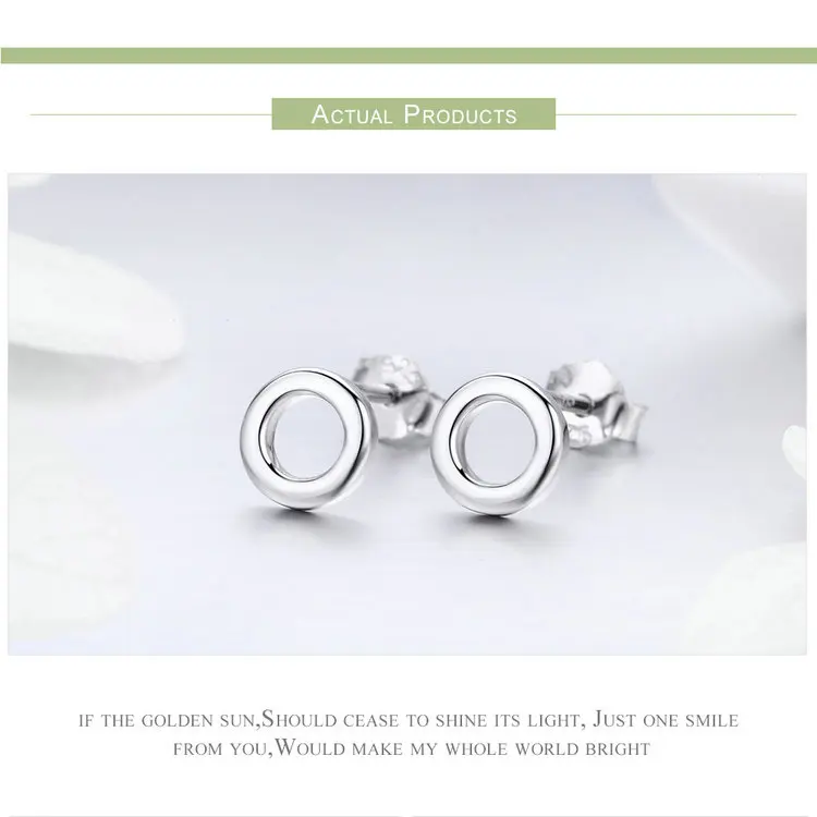 WOSTU,, настоящее 925 пробы, серебряные, круглые, простые, маленькие серьги-гвоздики для женщин, S925 серебряные ювелирные изделия, подарок FIE349