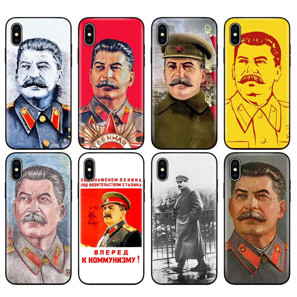 Черный ТПУ чехол для iphone 5 5s se 6 6s 7 8 plus x 10 силиконовый XR XS 11 pro MAX Иосиф Сталин