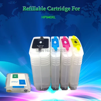 

INK WAY 4 PCS 1 Set Refillable ink cartridge for 940 940XL ink refill kit for Pro8000 8500 with permanent chip