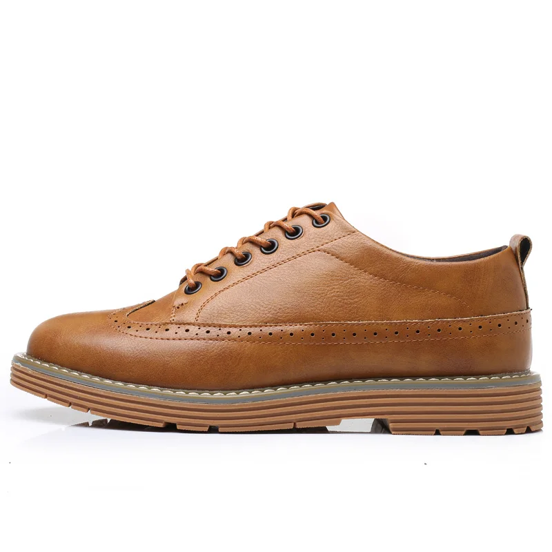 Merkmak Spring New Casual Shoes Men's Leather Flats Lace-Up Shoes Simple Stylish Male Shoes Large Sizes Oxford Shoes For Men Merkmak Spring New Casual Shoes Men's Leather Flats Lace-Up Shoes Simple Stylish Male Shoes Large Sizes Oxford Shoes For Men