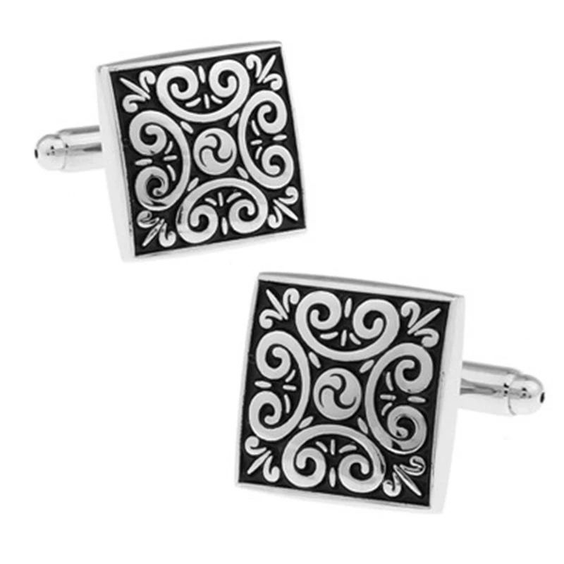 

Высококачественные Квадратные запонки во французском стиле с ретро-рисунком для мужской рубашки брендовые запонки для костюма Лидер продаж запонки ювелирные изделия