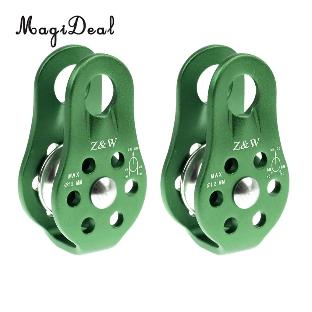 MagiDeal Durable 2Pcs 20KN Fixed Rock Climbing Rope Pulley Rappelling Arborist Rigging for Mountaineering Survival Equipment