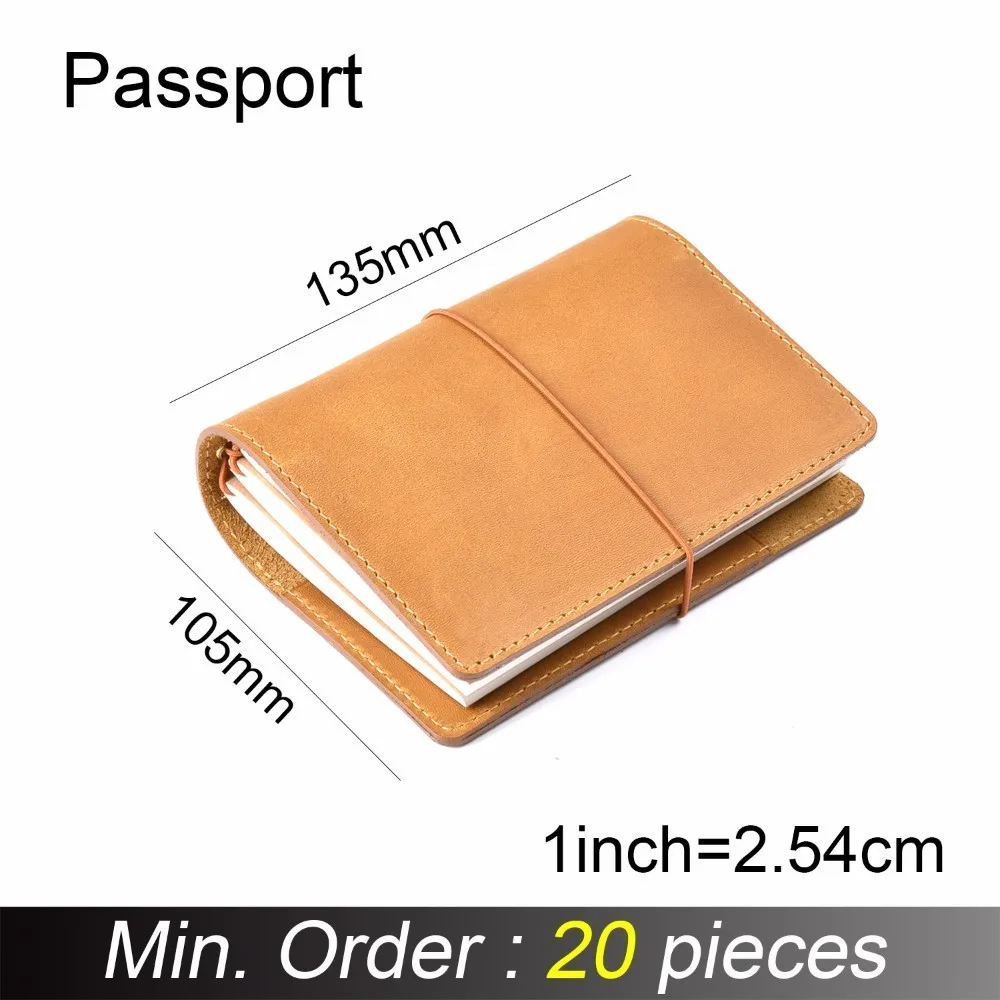 

50 Pieces / Lot Passport 130x105mm Genuine Leather Notebook Handmade Travel Journal With Card Holder Diary Sketchbook Planner