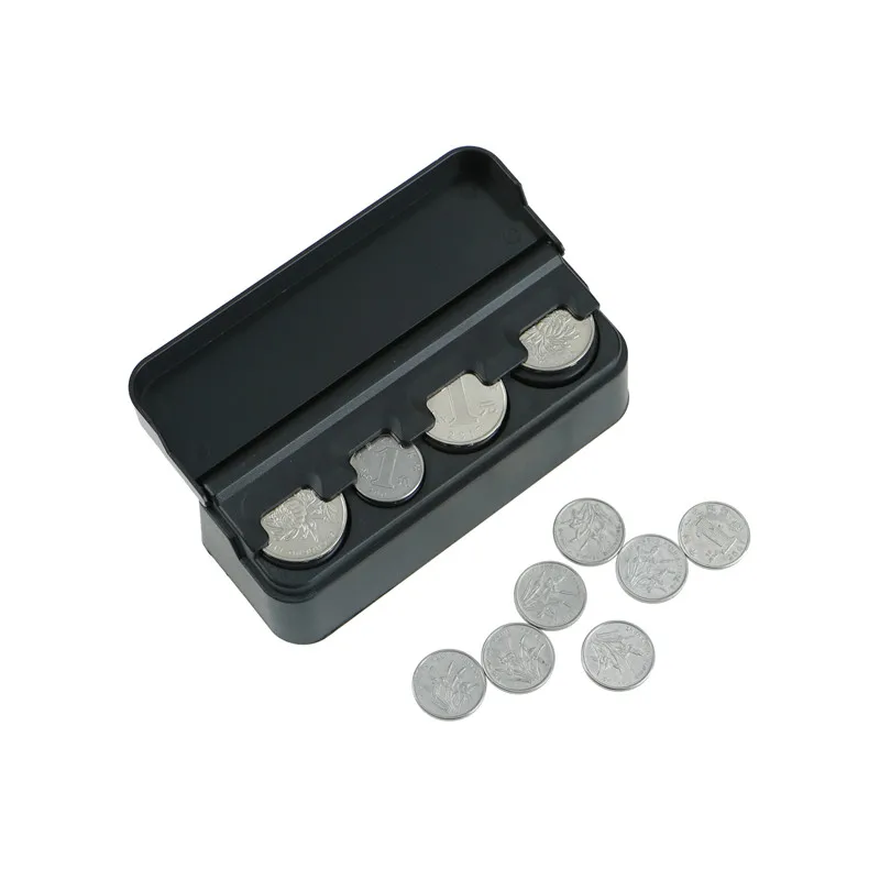 

black plastic Car Euro Coin Case Money Container Organizer Stowing Tidying Auto Coin Holder Interior Accessories Storage Box