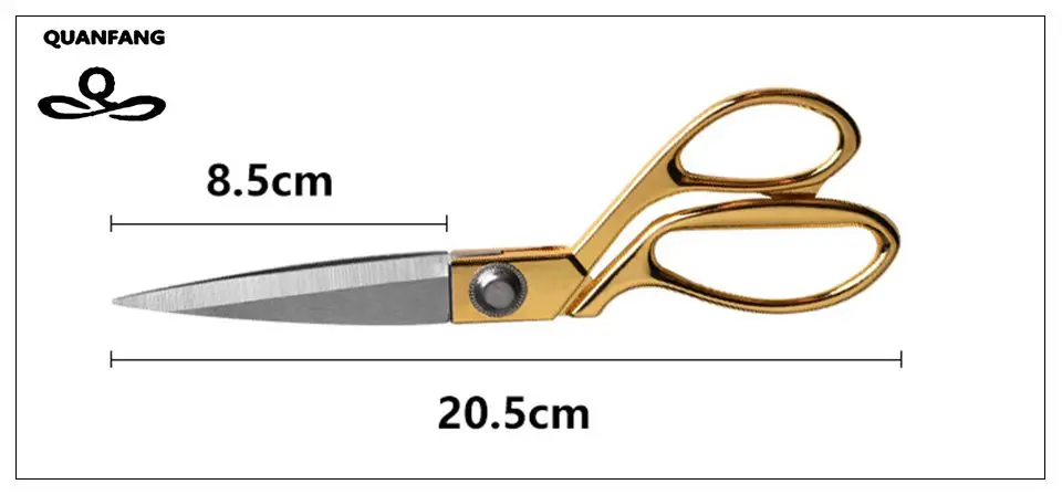 QUANFANG золотые ножницы из нержавеющей стали, швейные ножницы ручной работы, Короткие ножницы для рукоделия, товары для шитья - Цвет: A 1pcs 20cm