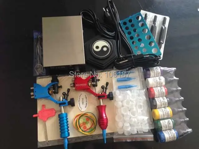 

New Complete Starter Tattoo Kits Set 50Pcs Tattoo Needles + 7Colors TATTOO Ink 2Pcs Tattoo Machine Guns Kits Supply