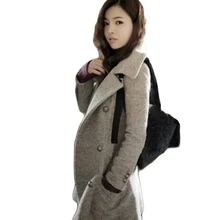 Woolen Overcoats Korean Fashion Slim Winter Thick Woolen Coat Turn-down Collar Double Breasted Wool Coats abrigos mujer BG928