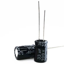 30 шт./лот 100V 33 мкФ 8*12 20% Радиальный алюминиевый электролитический конденсатор с алюминиевой крышкой, 33000nf 20