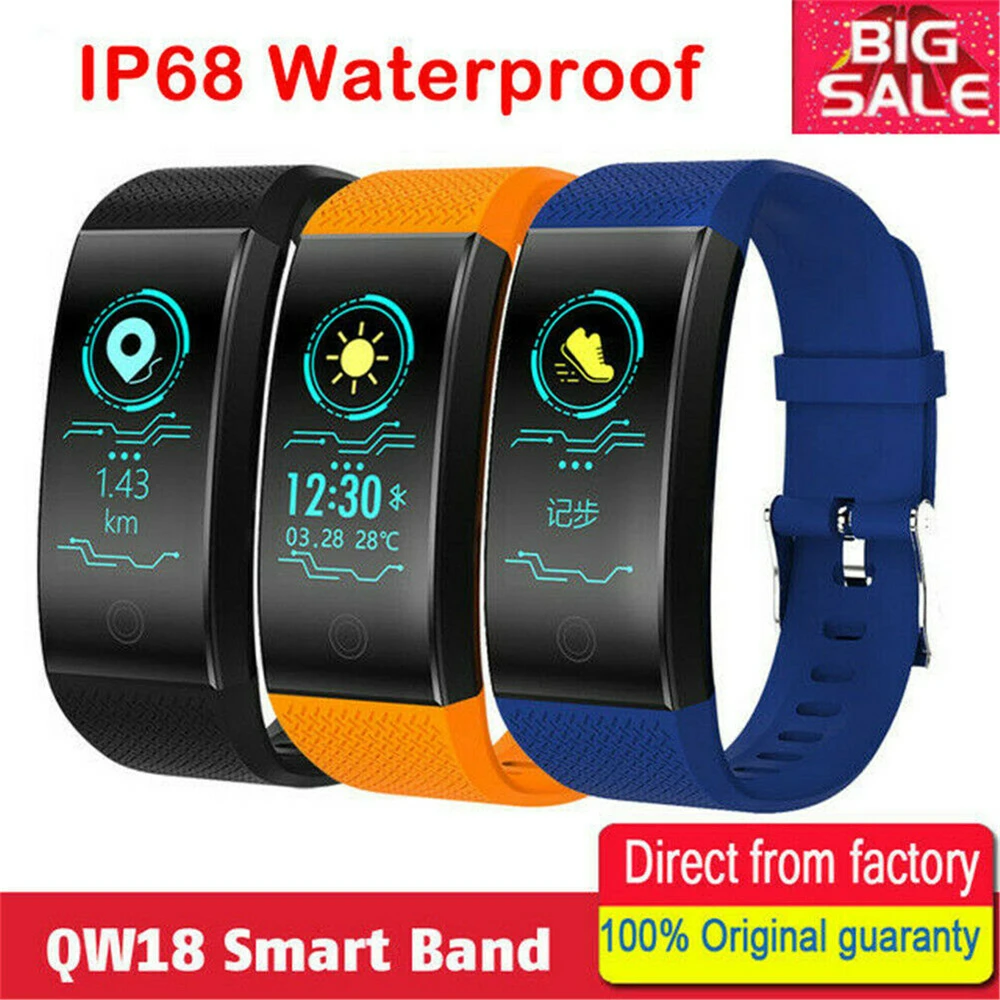 

QW18 Smart Watch Bluetooth Sports Bracelet Color Screen Smart Band Heart Rate Monitor Fitness Tracker Waterproof Wristband