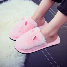 Women's Slippers Winter New Rabbit Hair Ears Cotton Slippers Couples Plush Home Shoes Indoor Warm Flat Femake Cotton Slippers Women's Slippers Winter New Rabbit Hair Ears Cotton Slippers Couples Plush Home Shoes Indoor Warm Flat Femake Cotton Slippers