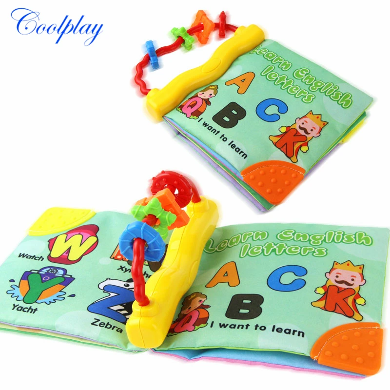 

Baby Cloth Book Rattles Infant Teether Toys Cute Letters Baby Quiet Books A-Z Alphabet Early Educational Learning Toy for Kids