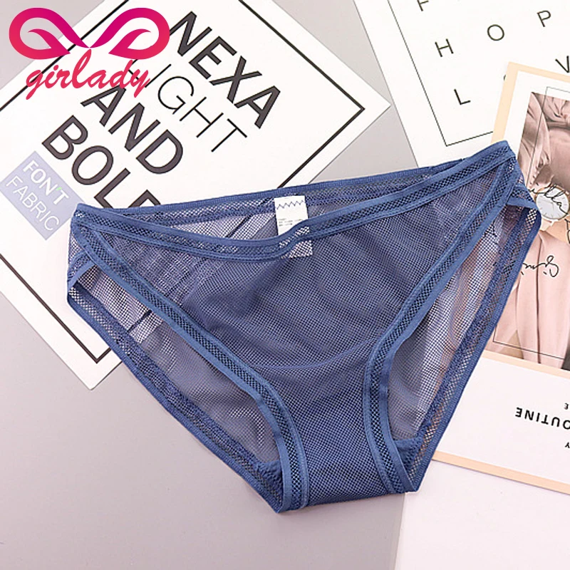 GIRLADY Women Sexy Panties Lace Low Waist Mesh Briefs 2018 Lady Transparent Intimates Female