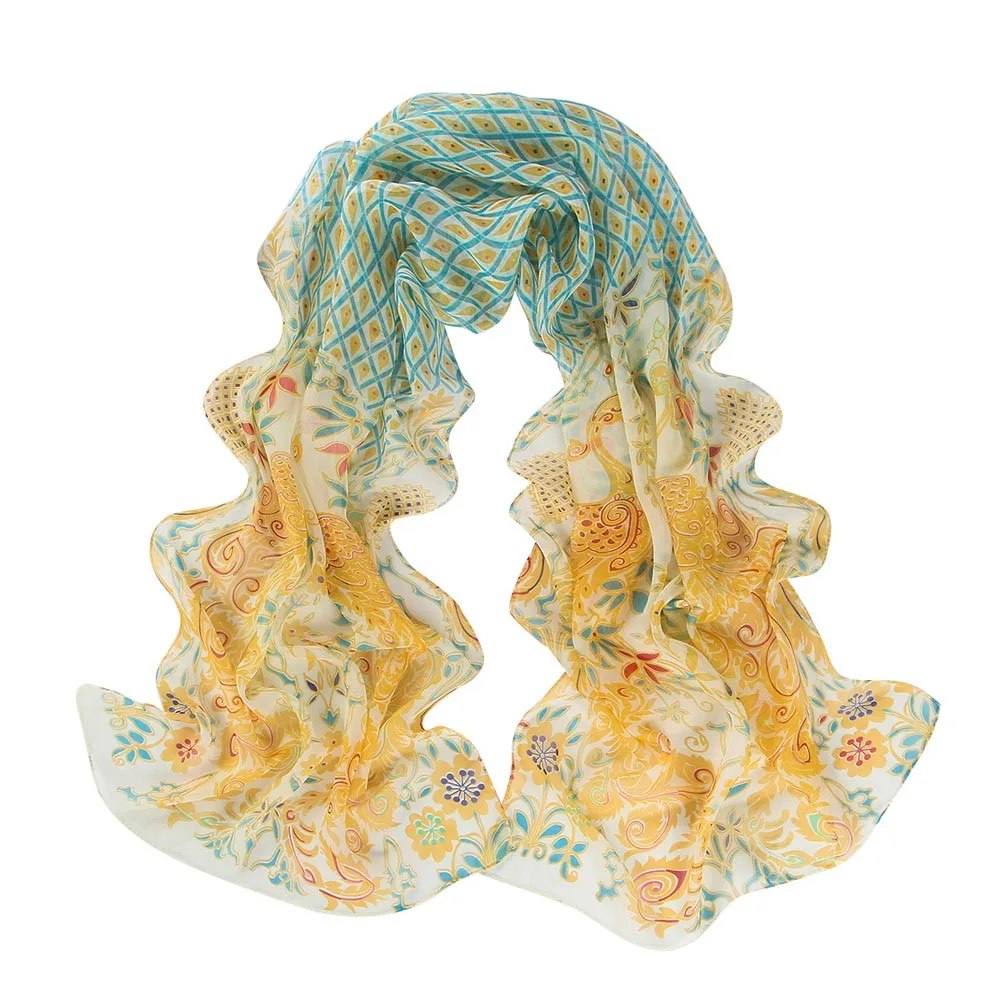

Yellow,Green,Red,Orange,Coffee Women Ladies Girls Peacock Pattern Soft Silk Chiffon Shawl Wrap Wraps Scarf Scarves#H20