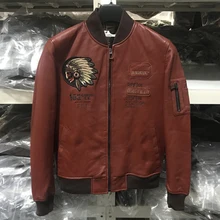 Европейский Стандартный качества Мужская кожа коровы пальто реальное изображение бомбер летная куртка мужская куртка из натуральной кожи XXXXL Пальто A570