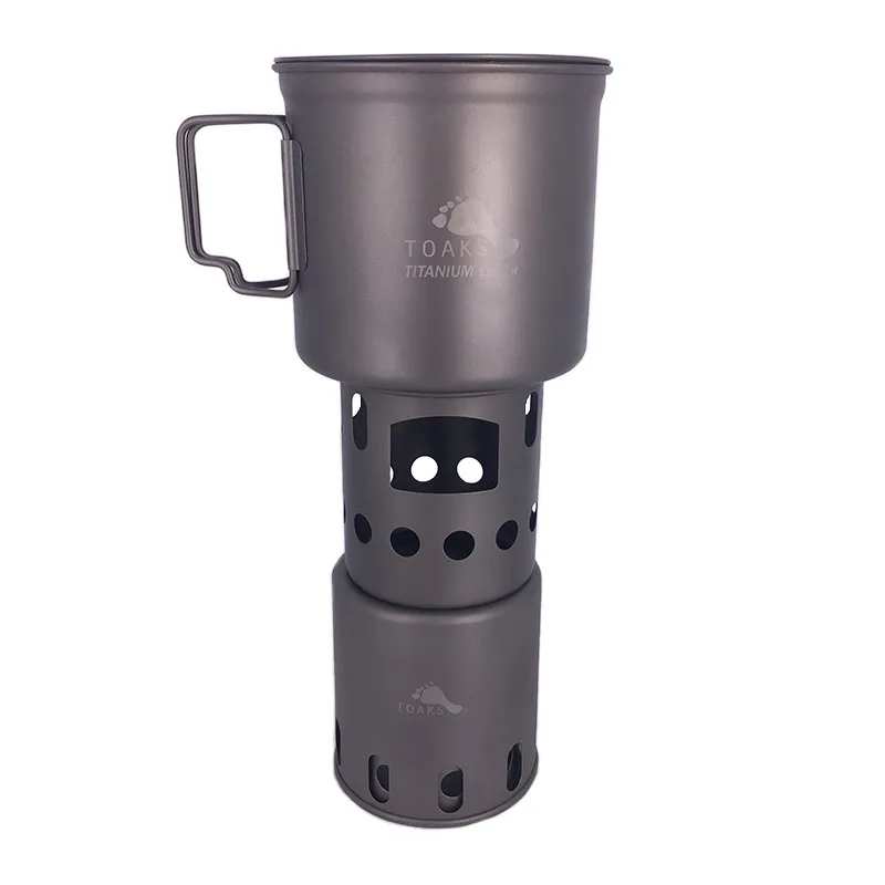 TOAKS Titanium 1100ML Pot with Bail Handle and Wood Stove Combo Set ... - TOAKS Titanium 1100ML Pot With Bail HanDle AnD WooD Stove Combo Set Camping Cooking System Titanium