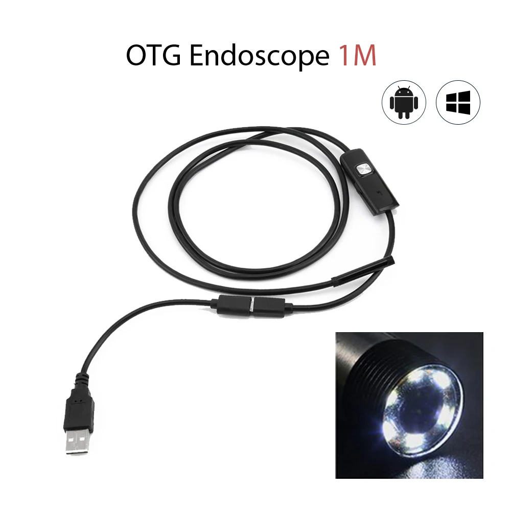 

6 LED 5.5mm Lens 720P OTG USB Endoscope Waterproof Inspection Borescope for Android PC