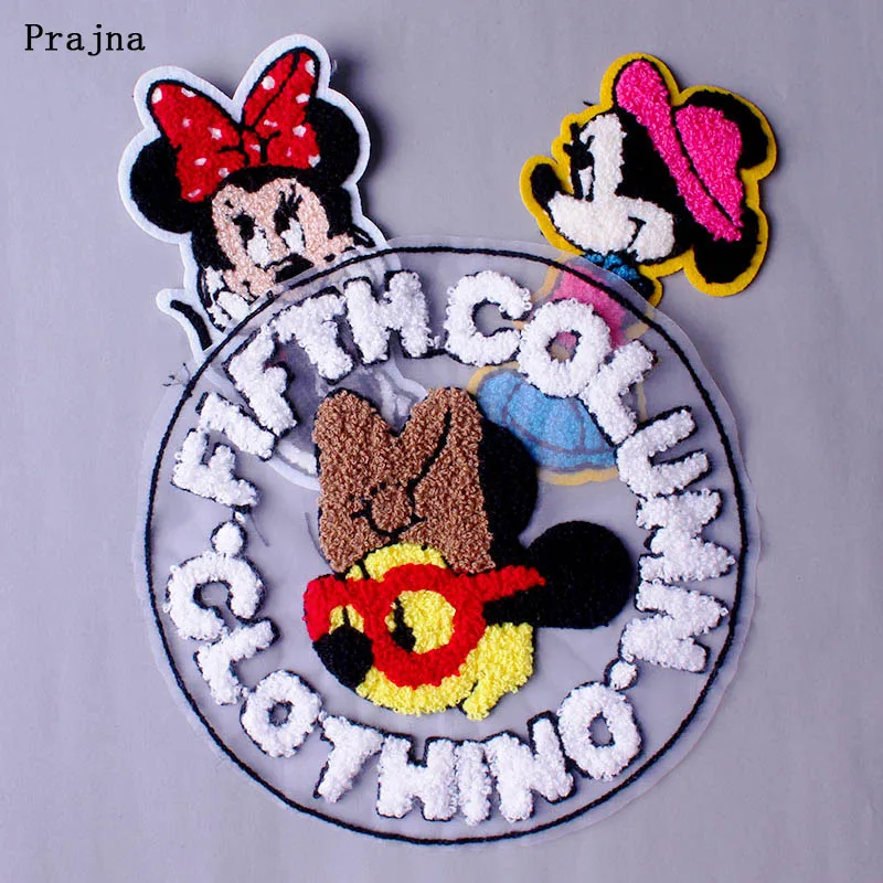 

Prajna M Mouse Patch Embroidered Sew-on Patches for Clothing 3D DIY Cartoon Patches on Cloth Lace Fabric Applique Accessories F