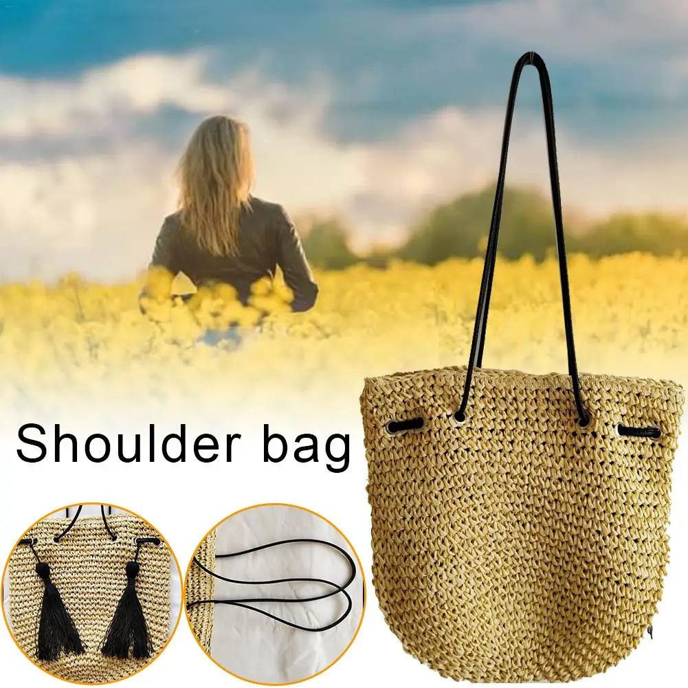 

Bohemian Straw Shoulder Bag Tote Vacation Fashion Summer Beach Handbag Hand Woven Women Bags Tassel Pouch Bag Ladies Handbags