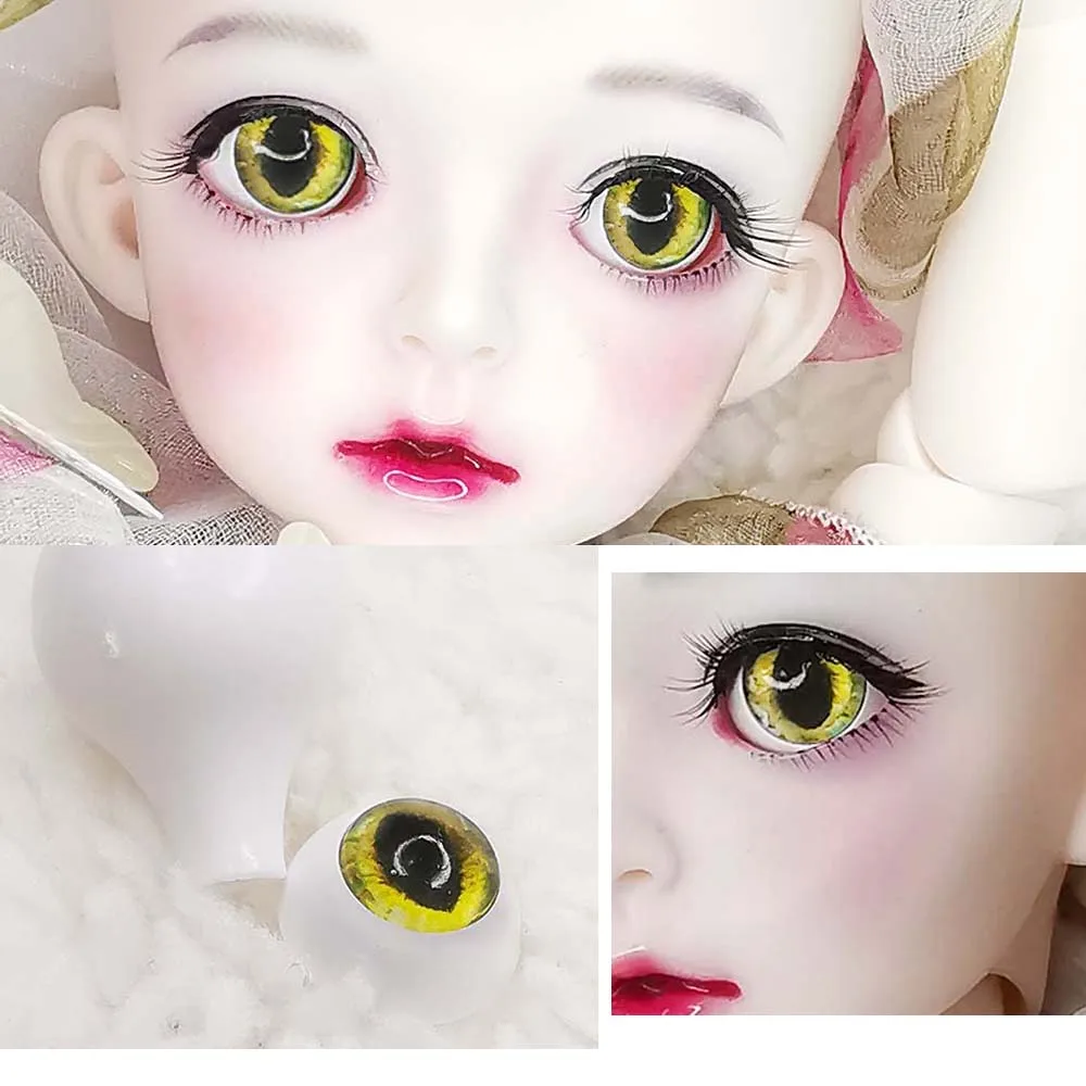 Глаза для кукол bjd 1/3 1/4 1/6 sd BJD игрушки 8 мм 14 16 18 20 желтая зеленая с рисунком кота
