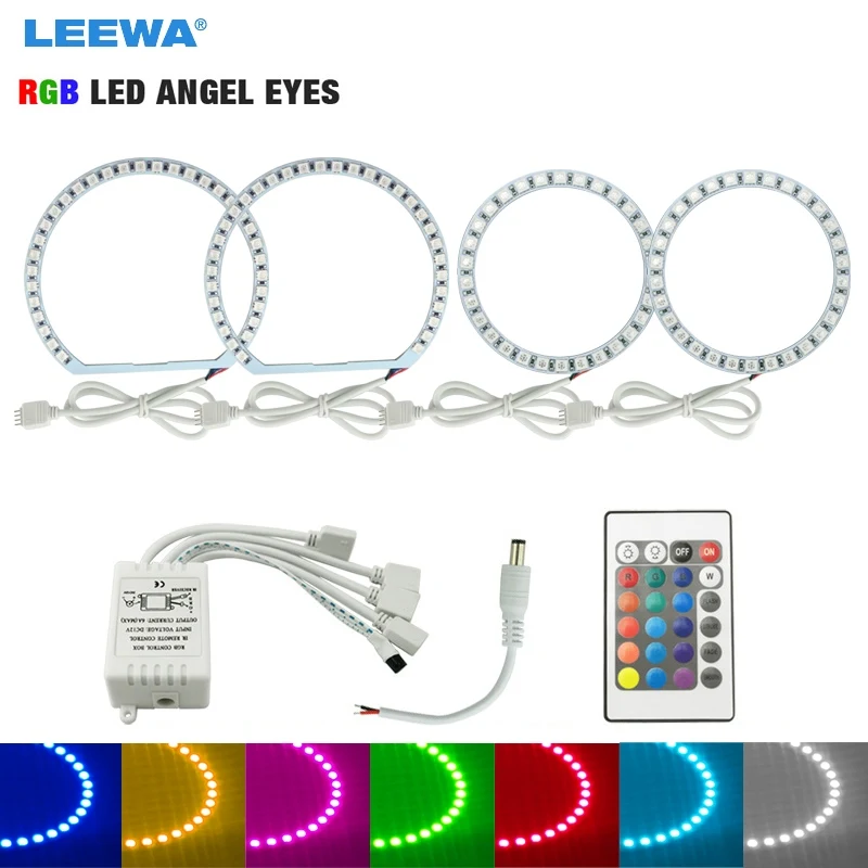 LEEWA 2X90mm 2X131mm Car RGB Multi-Color LED Angel Eyes Halo Ring Lighting Kit For Hyundai Elantra(01-03)/Elantra 07 #CA3236 | Автомобили