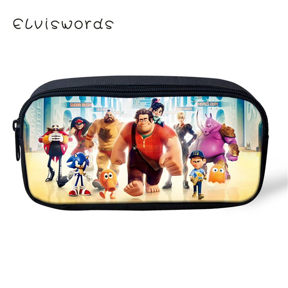 

ELVISWORDS Children's Pencil Bags Wreck-It Ralph Print Pattern Students Stationery School Supplies Pencil Box Cartoon Beautician