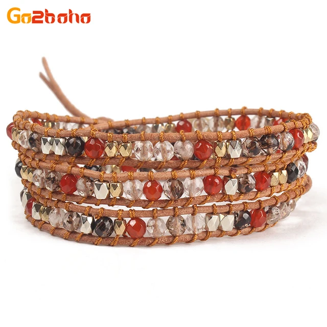 Go2boho Multilayer Colorful Beads Wrap Bracelet Men Women Natural Go2boho Multilayer Colorful Beads Wrap Bracelet Men Women Natural Stone Beaded Leather Jewelry Charms