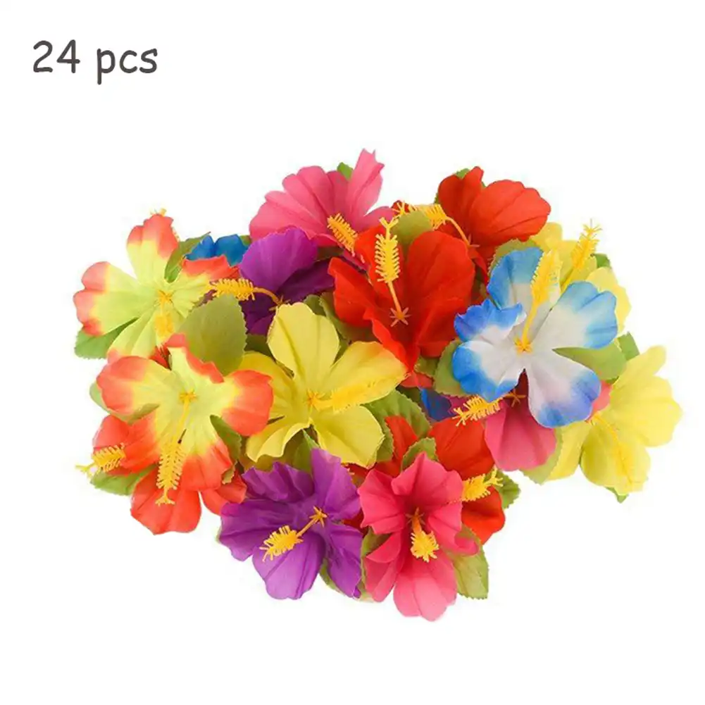 24 Sztuk Kwiaty Hibiskusa Hawaje Party Lato Party Diy Dekoracje Sztuczne Kwiaty Hula Dziewczyny Preferują Ozdoba Do Włosów Kwiat