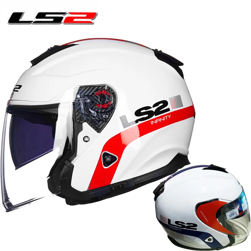 LS2 moto rcycle открытый шлем 3/4 шлем Двойные линзы гоночные полушлемы мото rbike шлем cascos шлем мото - Цвет: 4