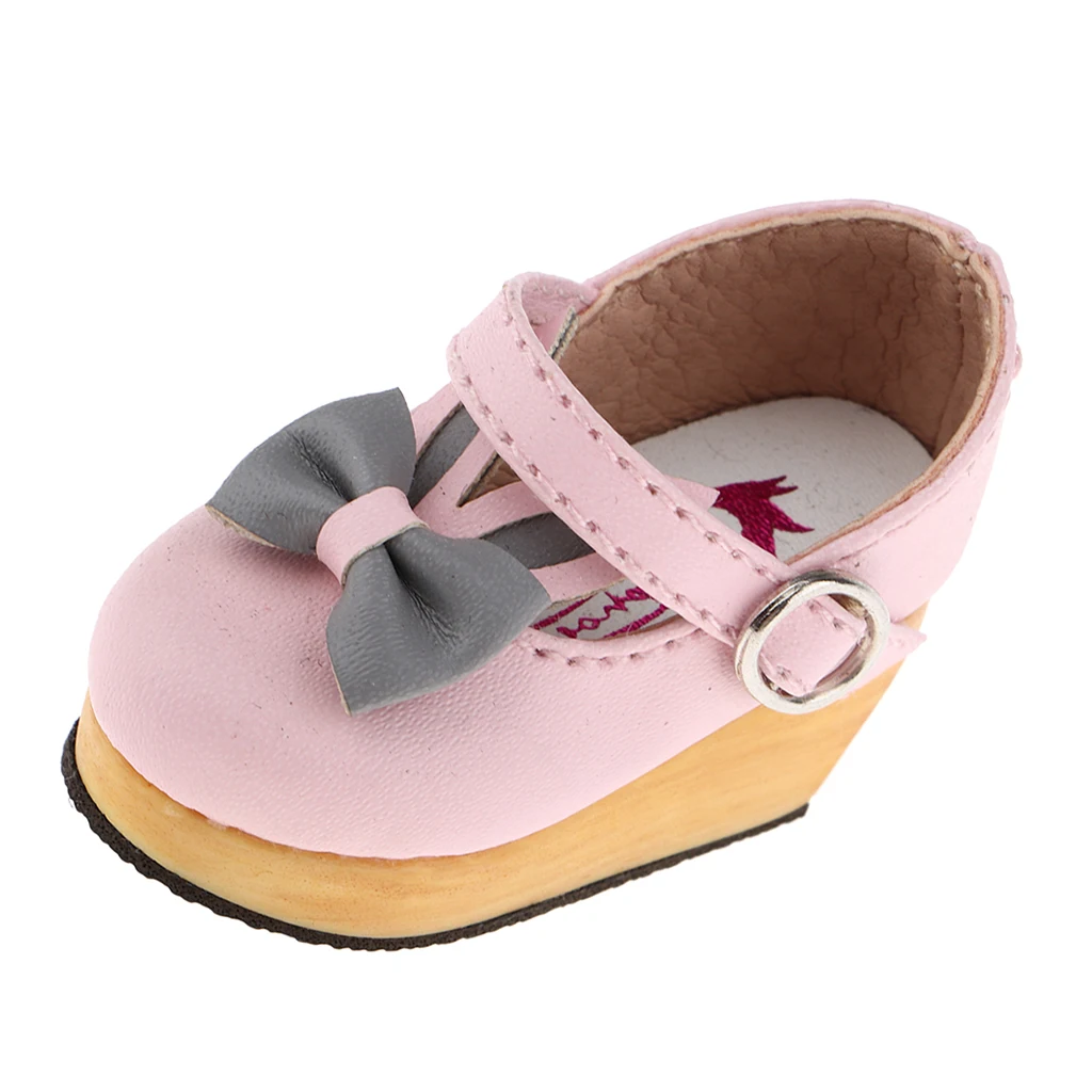 1/6 Scale PU Leather Ankle Strap Wedge Shoes for 27cm Obitsu, Blythe, Licca-Chan, Momoko 12 inch Dolls