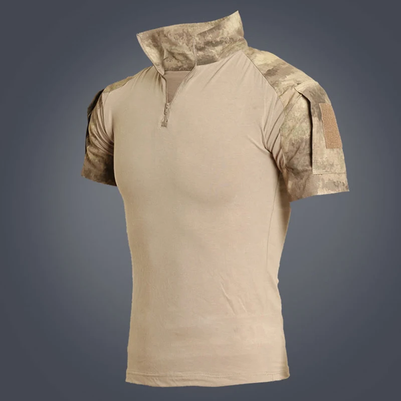 Тактическая Мужская Мультикам короткая футболка камуфляжная охотничья боевая рубашка Пейнтбольная одежда военная форма рубашки