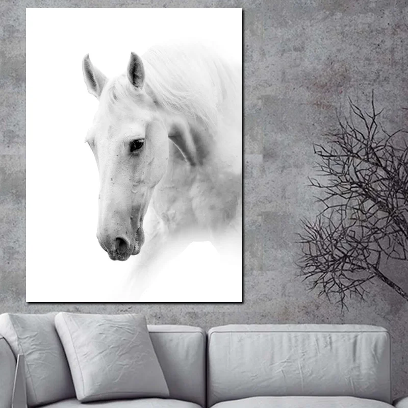 White Horses Artwork Printed on Canvas