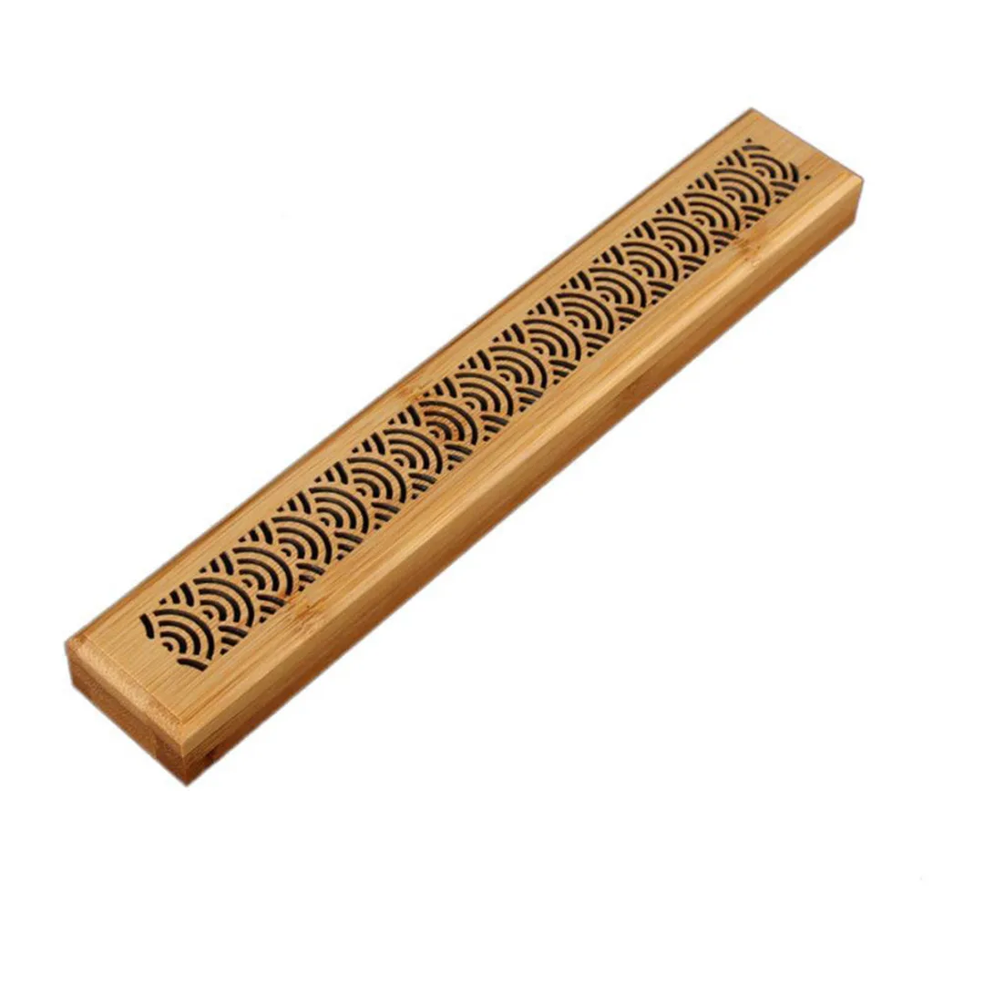 Natural Wooden Incense Stick Box Burning Insence Burner Holder Ash Catcher Home Office TeahouseDecoration