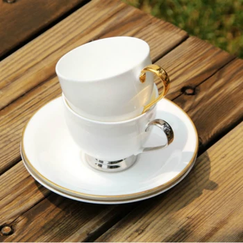 

British Royal Phnom Penh Silver Edge Cups & Saucers Cat Feces Coffee Cup Cappuccino Cup and Saucer Sets Fine Hand-painted Gift