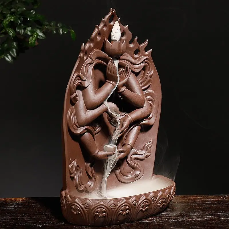 Тысяча Будда рука обратного потока благовоний горелка Китайский Лотос дым водопад подставка для ароматических палочек керамический брулеур D'Encens Декор