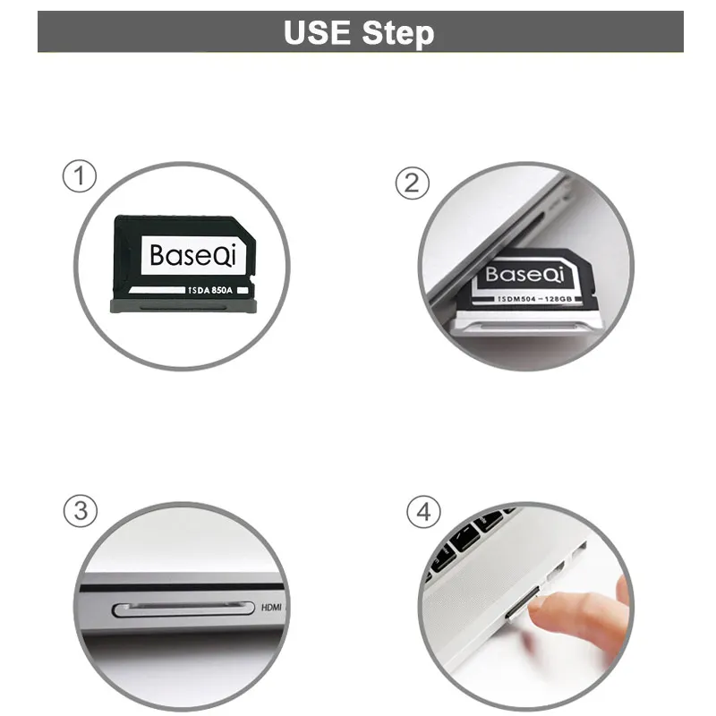 New Baseqi Ninja Stealth Drive Card adaptor Aluminum MiniDrive Micro SD Memory Card Adapter for Xiaomi Mi Notebook Dropshpping (6)