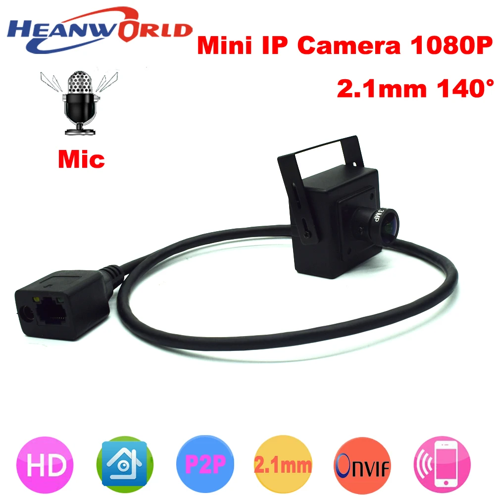 

Heanworld Mini IP camera 1080P Network Home Security CCTV Surveillance webcam Built-in Microphone ONVIF 2.1mm 140 degree angle