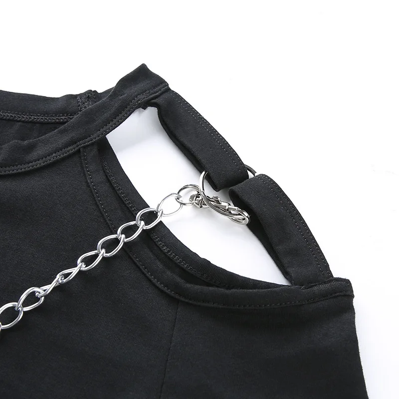 Футболки женские модные летние короткий рукав укороченный топ с открытыми плечами топ в готическом стиле edgy одежда U0002