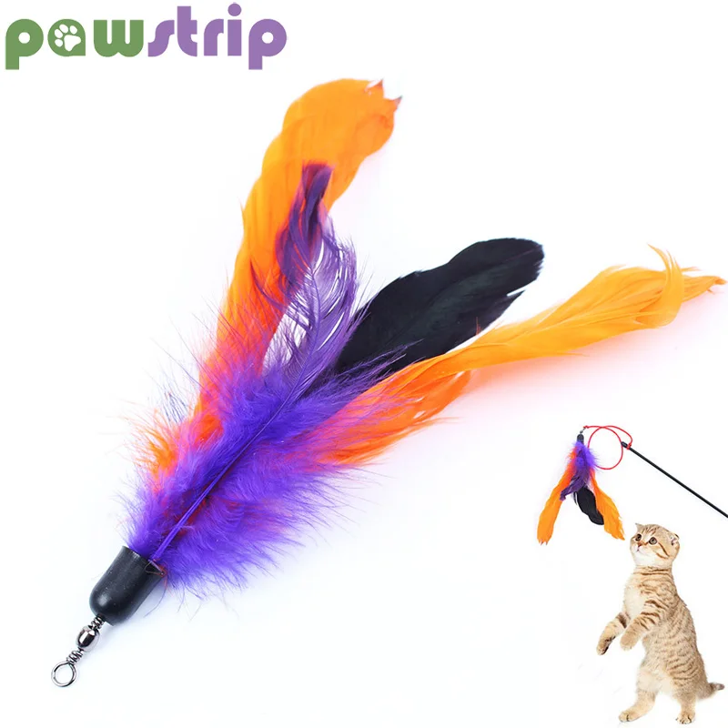 pawstrip 1pc Interactive Cat Toys Feather 18cm Long Colorful Feather