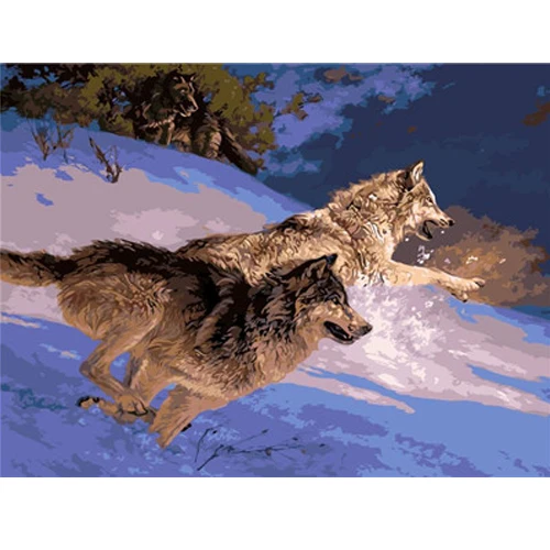 Картина по номерам картина с изображением волков каллиграфия декоративная акриловая кисть для рисования картина по номерам модульный холст - Цвет: 8026