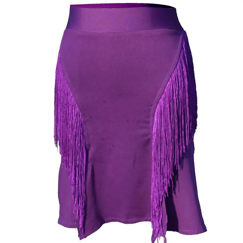 Новые латинские танцевальные платья, распродажа, сексуальные топы, раздельные трико, юбки с бахромой, наборы для танцев, ча Румба, Самба, женское бальное платье для латины - Цвет: purple skirt