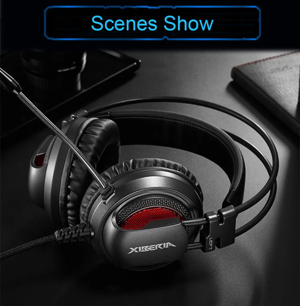 XIBERIA V10 PC Gamer Gaming Headset Casque with Microphone LED Lights Stereo Heavy Bass Game Headphones for Computer Game (8)