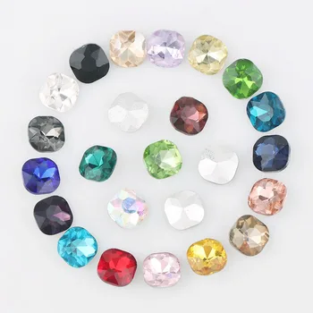 

10mm 10Pcs Mix Color Fat Square Pointed Back Crystal Fancy Stone Glass Stones For DIY Wedding Dress Jewelry Stones Beads