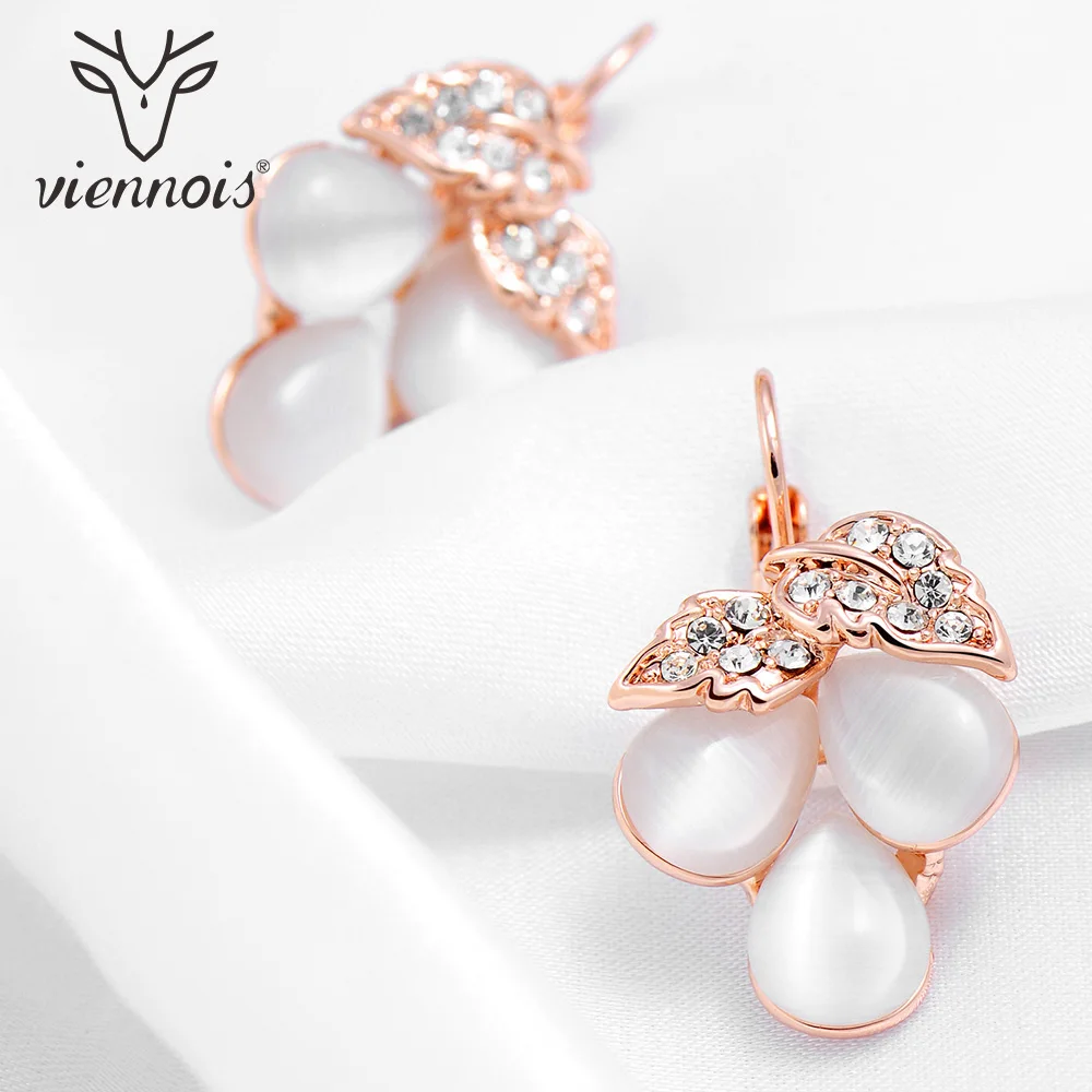 

Viennois Dangle Earrings Rose Gold Color Grape Shape Women Opal Stone Female Drop Earring Fashion Jewelry