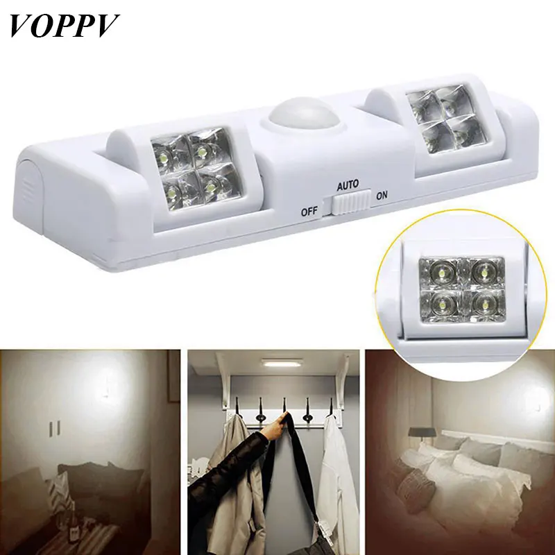 

VOPPV Wireless LED PIR Motion Sensor Under Cabinet Light for Closet/Bedroom/Cupboard Battery Power Energy -Saving LED Lights