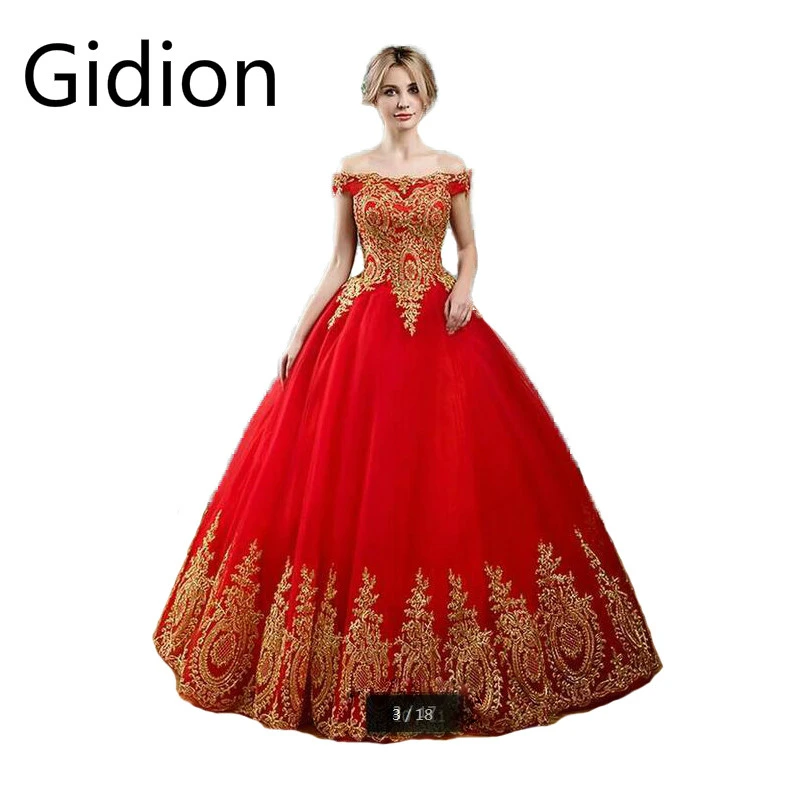 red and gold princess dress
