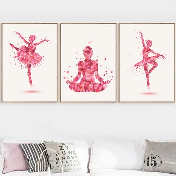 

Ballet Dancer Yoga Petal Nordic Posters And Prints Wall Art Canvas Painting Wall Pictures For Living Room Girl Bedroom Decor